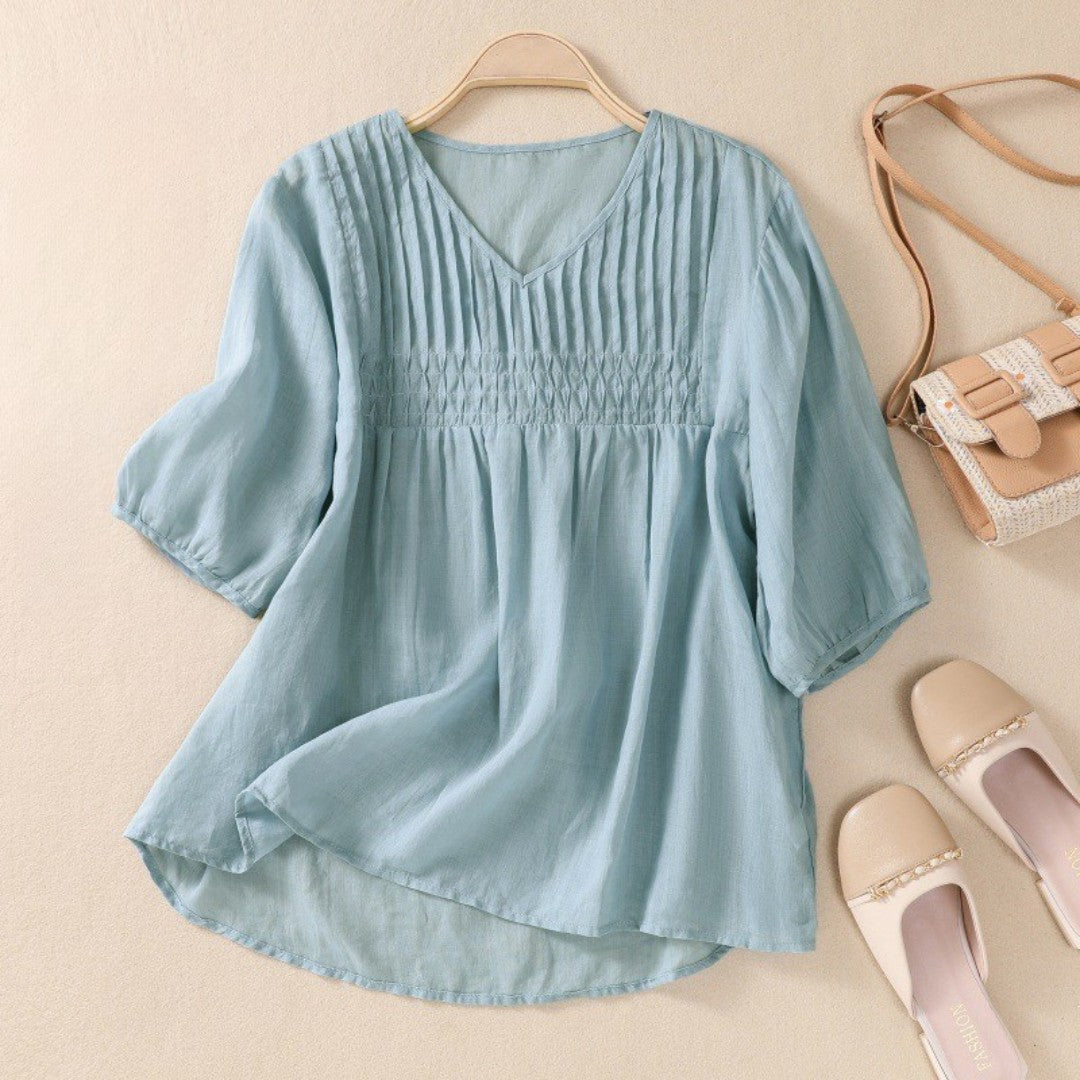 Cleevanzo™ | Blouse Plissée à Col V