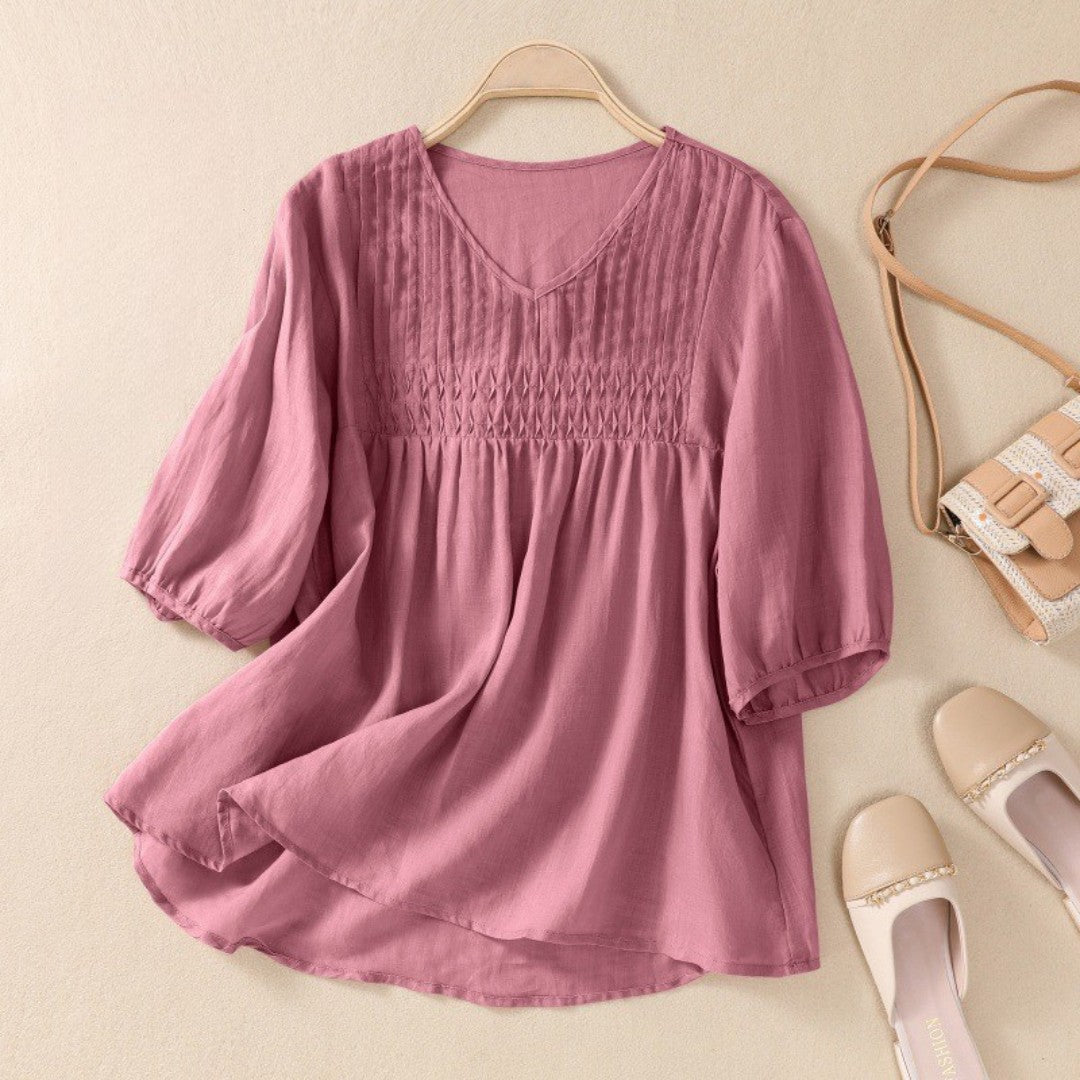 Cleevanzo™ | Blouse Plissée à Col V