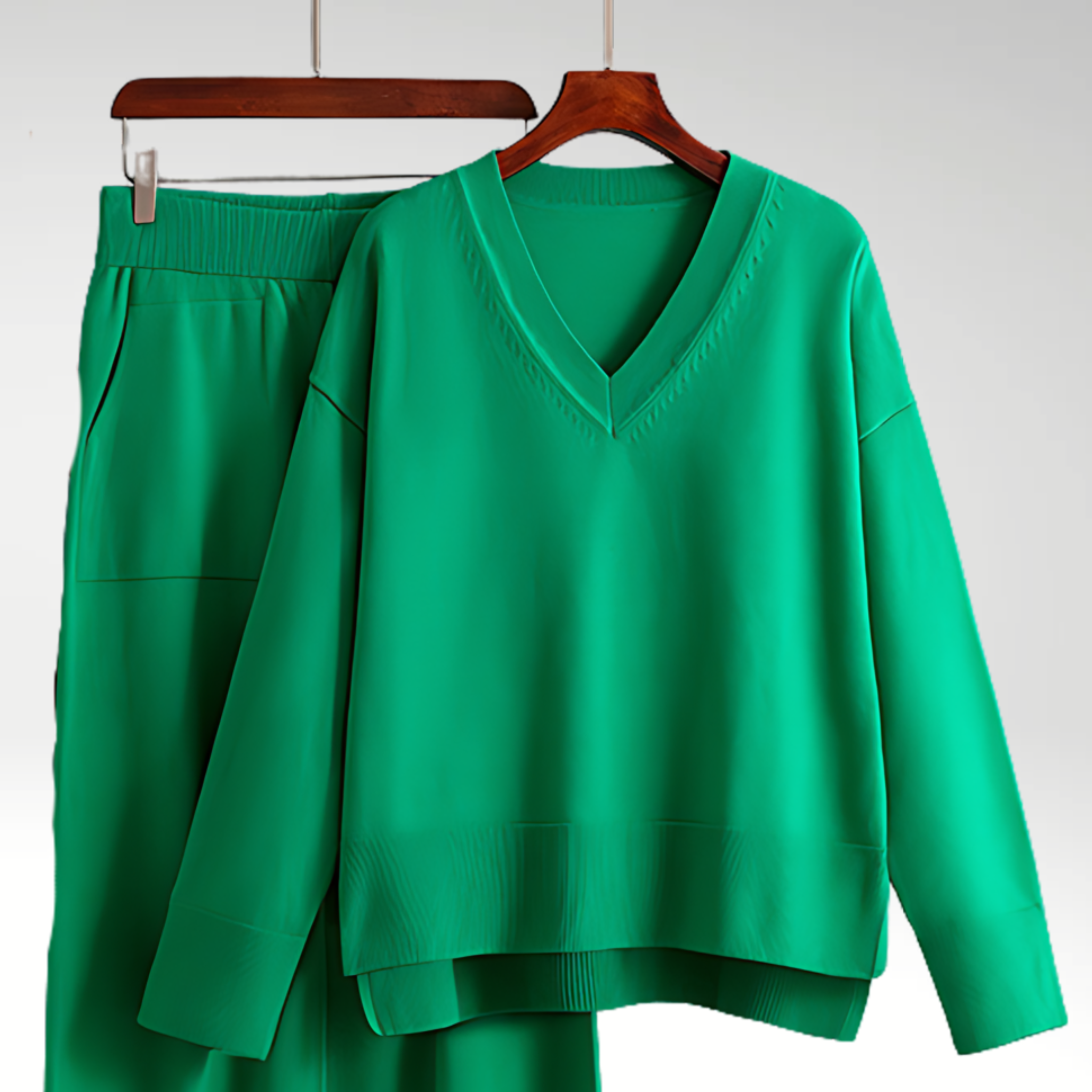 Cleevanzo™ | Luxe V-Neck Two Piece Set