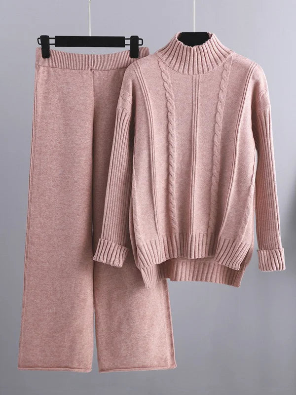 Cleevanzo™ | Ensemble deux pièces Lounge en tricot torsadé