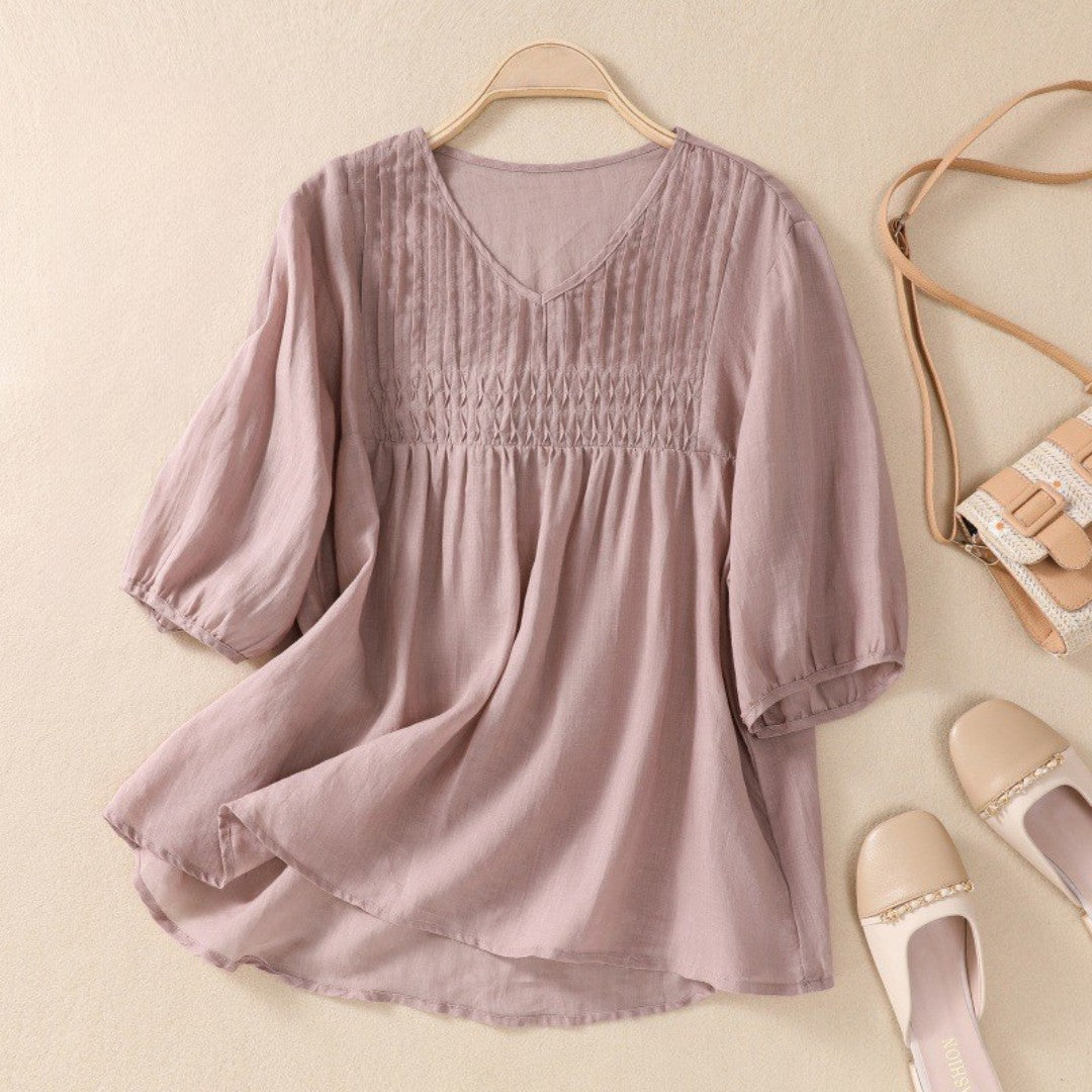 Cleevanzo™ | Blouse Plissée à Col V
