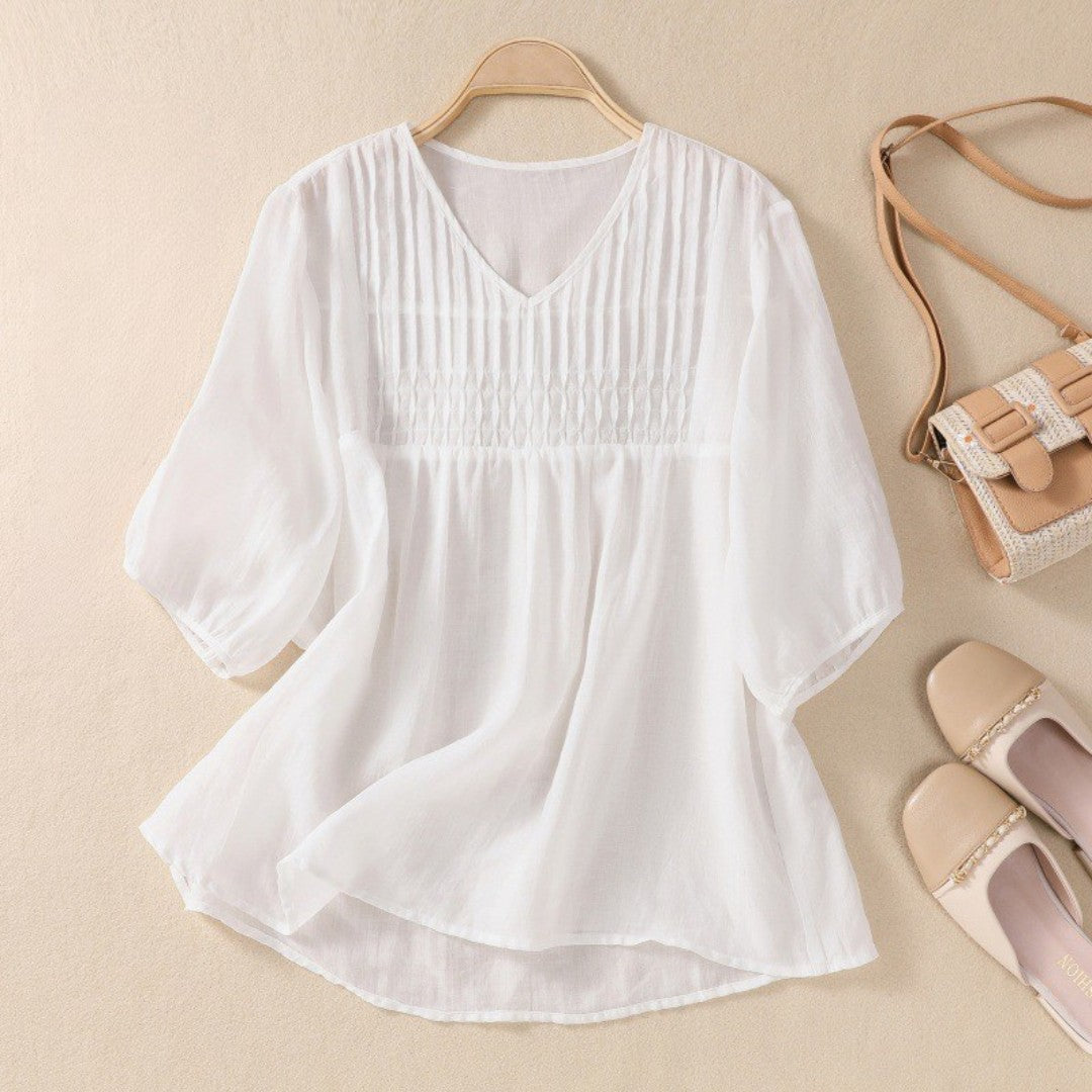 Cleevanzo™ | Blouse Plissée à Col V