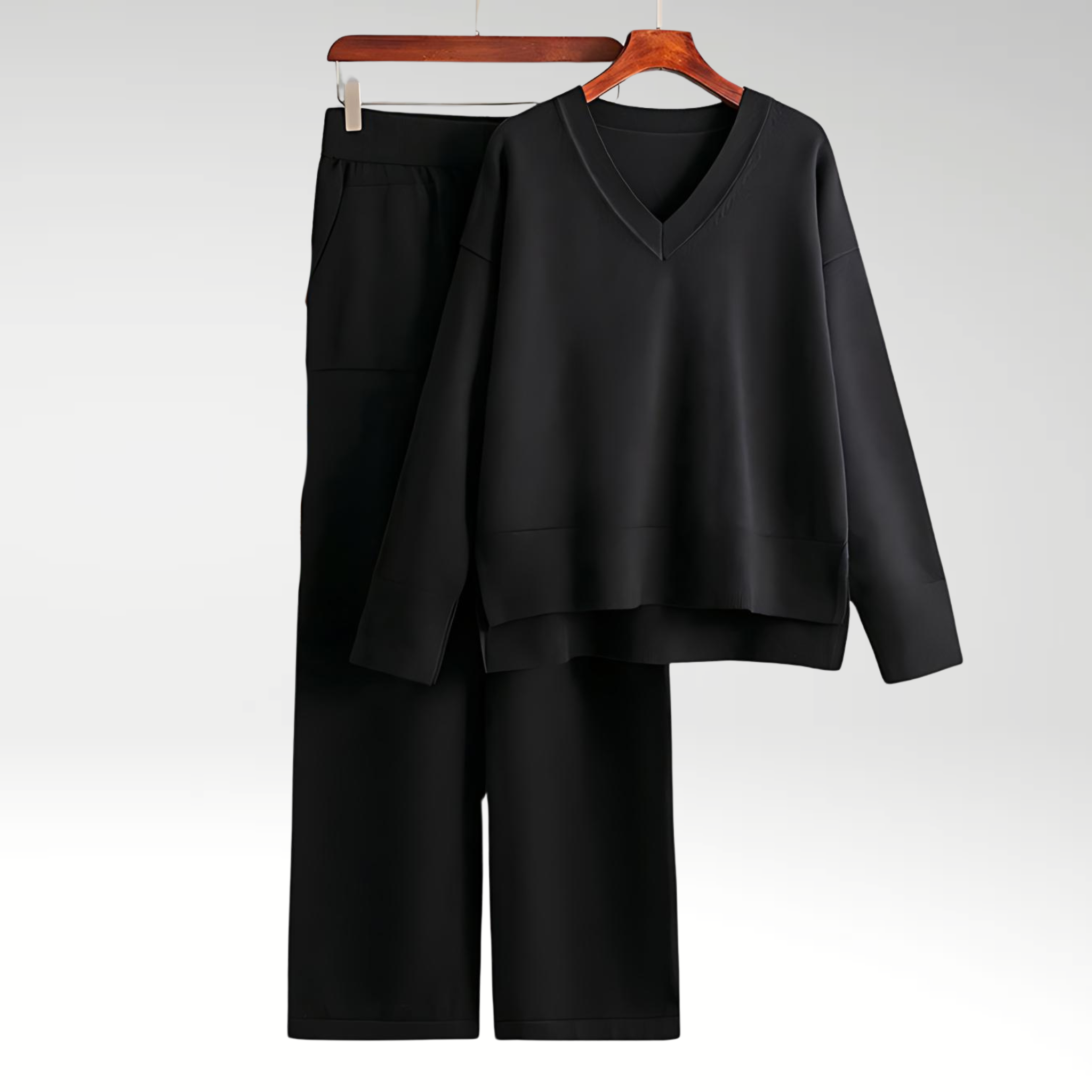 Cleevanzo™ | Luxe V-Neck Two Piece Set