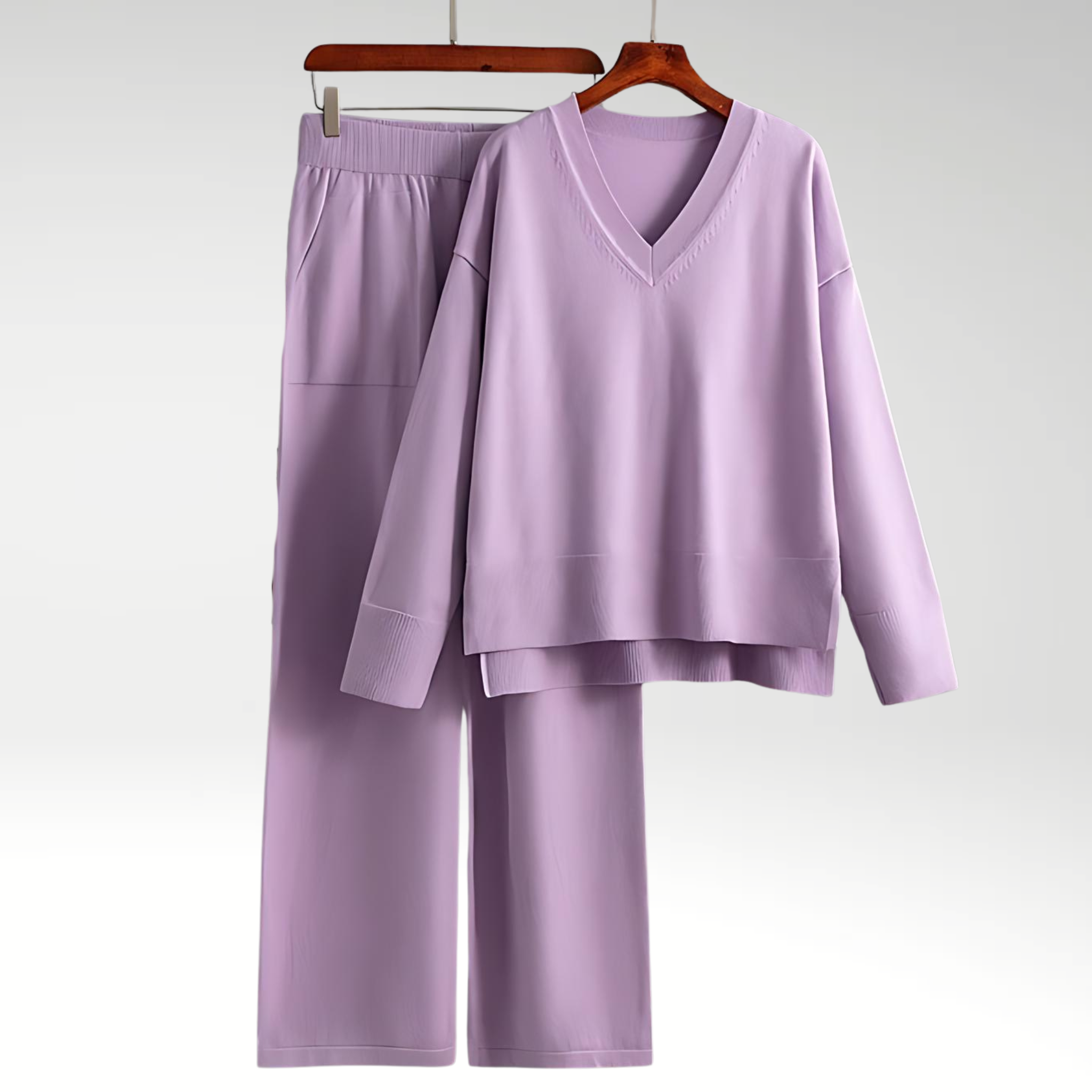 Cleevanzo™ | Luxe V-Neck Two Piece Set