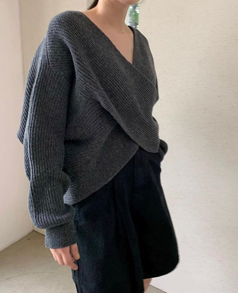 Cleevanzo™ | Pull en tricot croisé chic