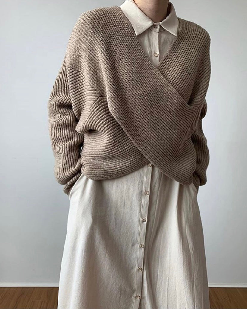 Cleevanzo™ | Pull en tricot croisé chic