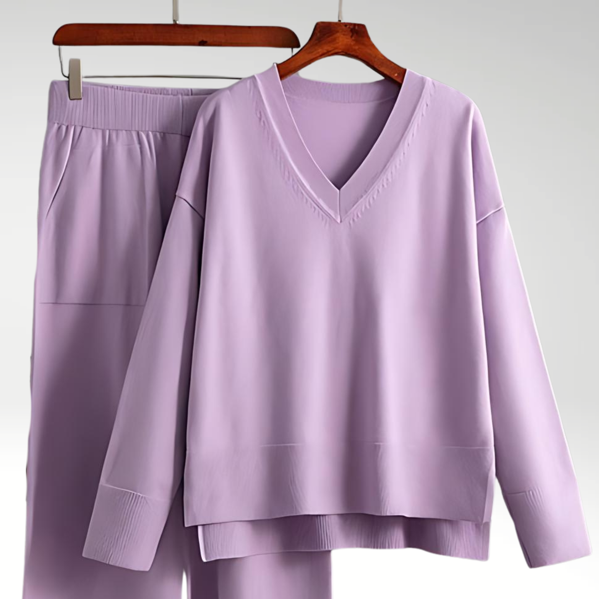 Cleevanzo™ | Luxe V-Neck Two Piece Set