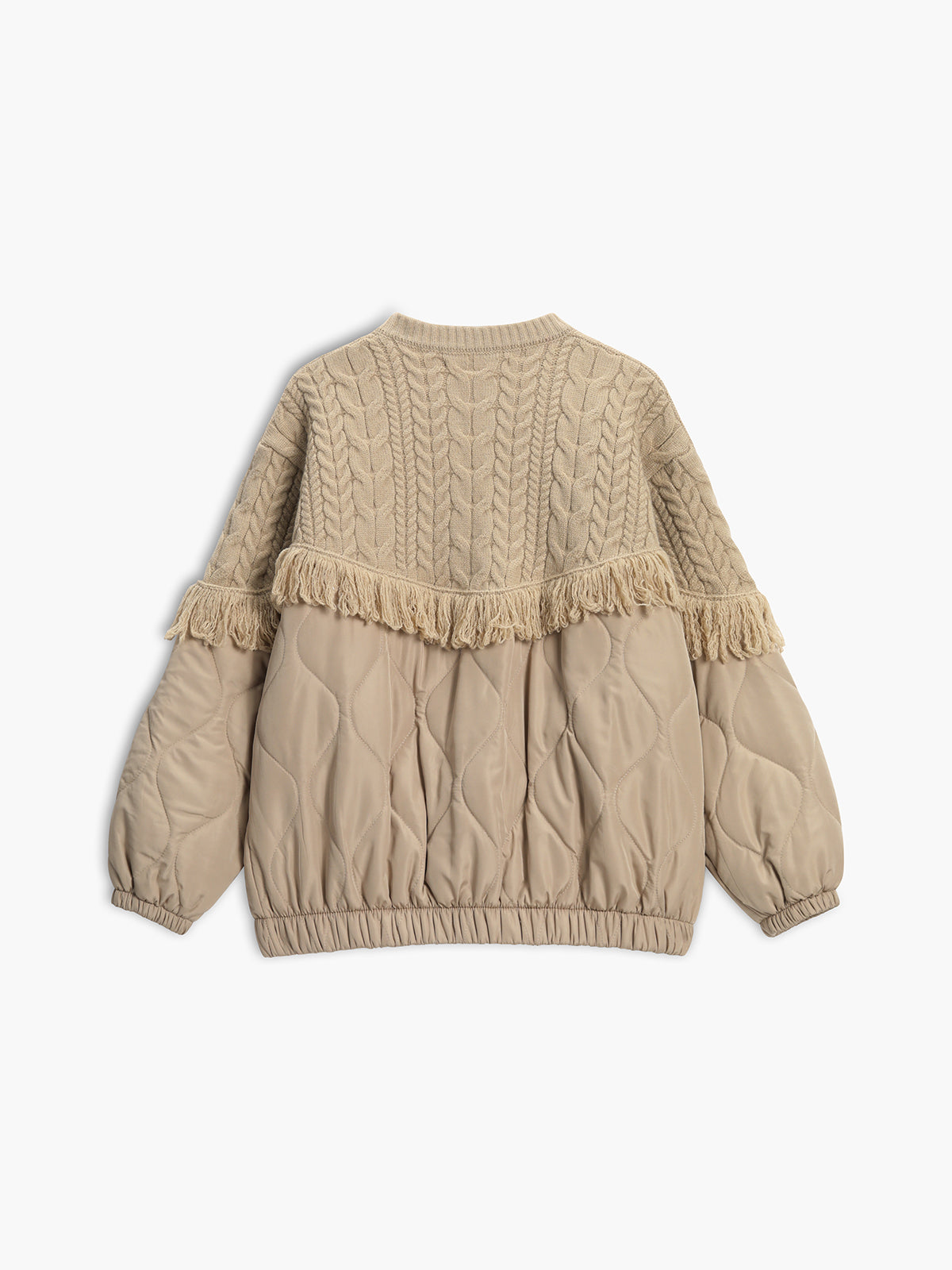 Cleevanzo™ | Veste matelassée en tricot torsadé patchwork