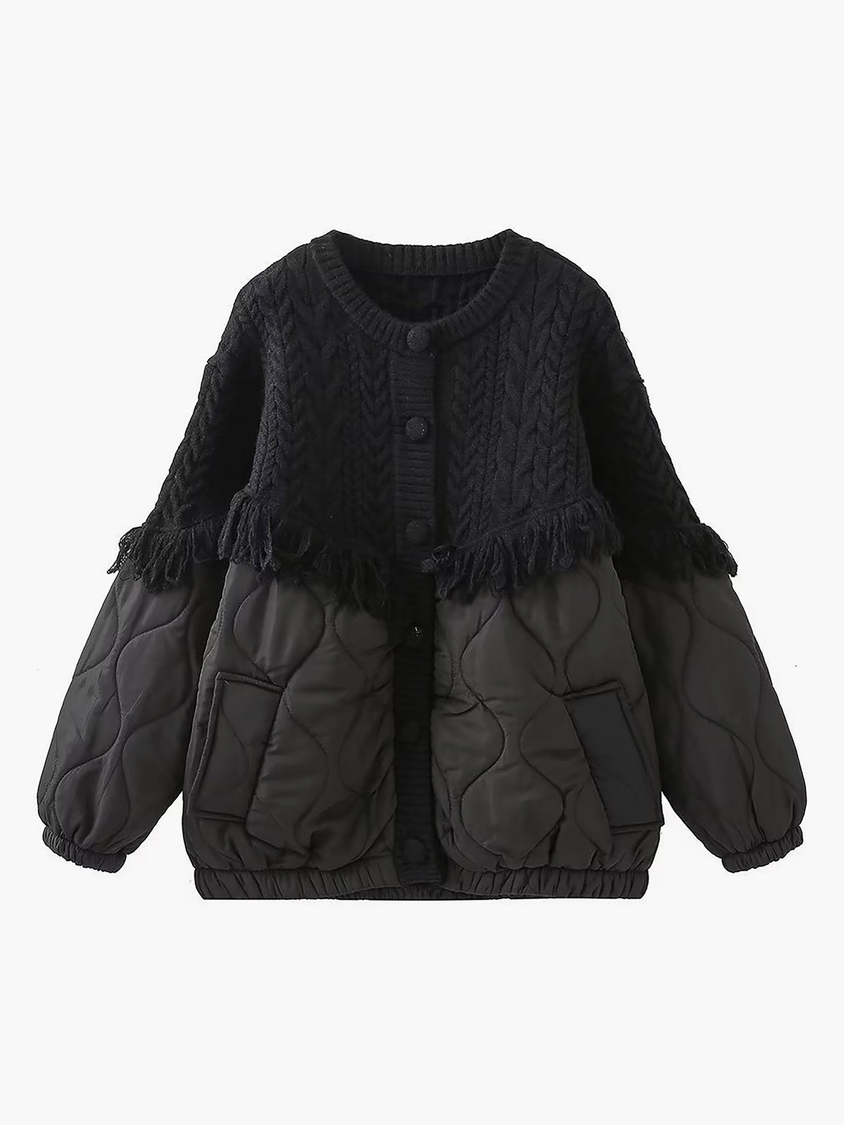 Cleevanzo™ | Veste matelassée en tricot torsadé patchwork