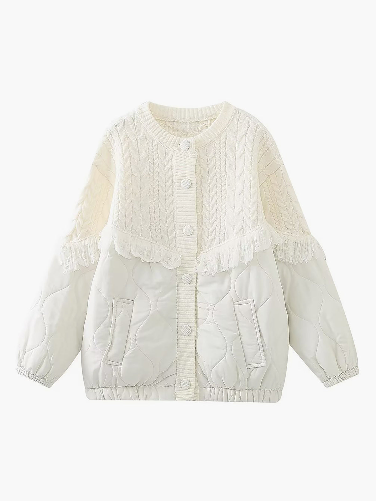 Cleevanzo™ | Veste matelassée en tricot torsadé patchwork