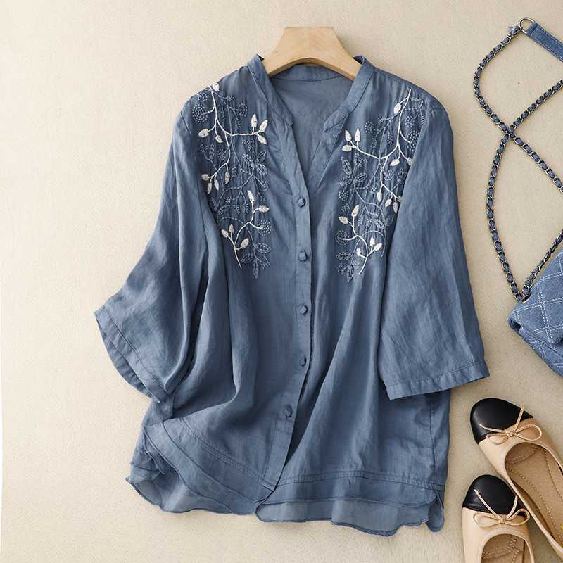 Cleevanzo™ | Blouse Brodée Boutonnée