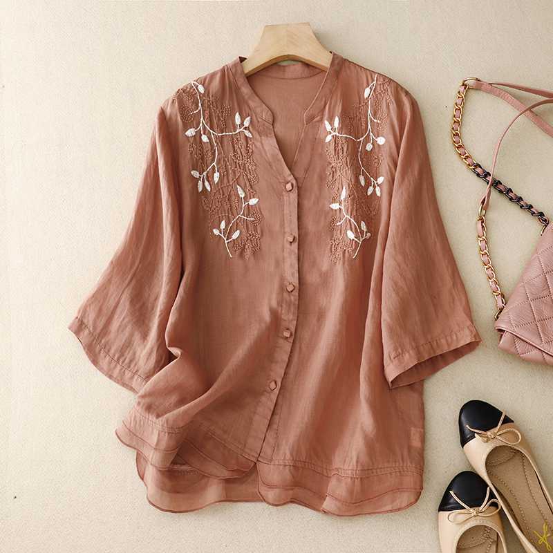 Cleevanzo™ | Blouse Brodée Boutonnée