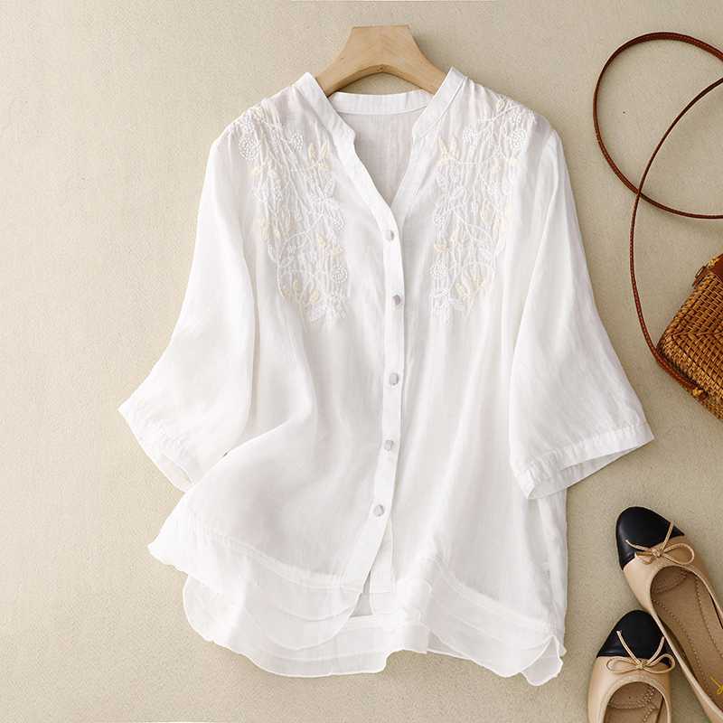 Cleevanzo™ | Blouse Brodée Boutonnée