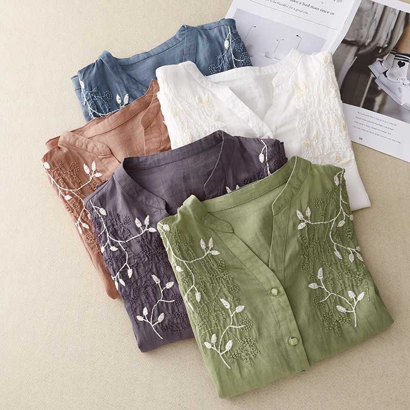 Cleevanzo™ | Blouse Brodée Boutonnée
