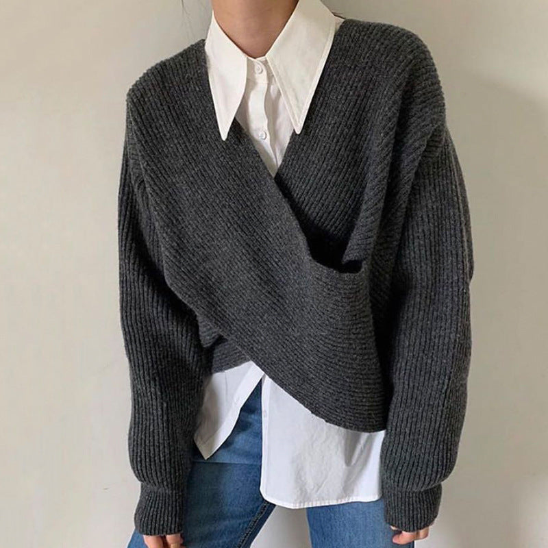Cleevanzo™ | Pull en tricot croisé chic