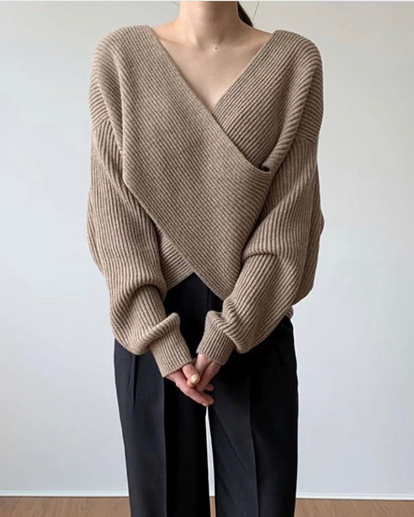 Cleevanzo™ | Pull en tricot croisé chic