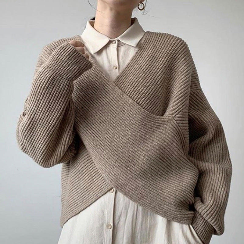 Cleevanzo™ | Pull en tricot croisé chic