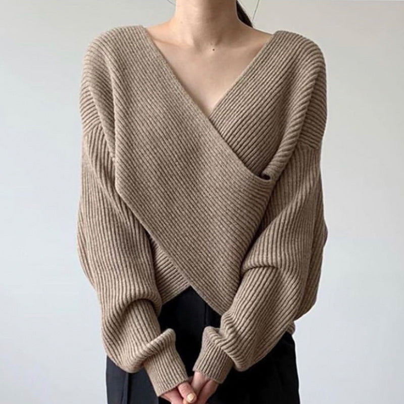 Cleevanzo™ | Pull en tricot croisé chic