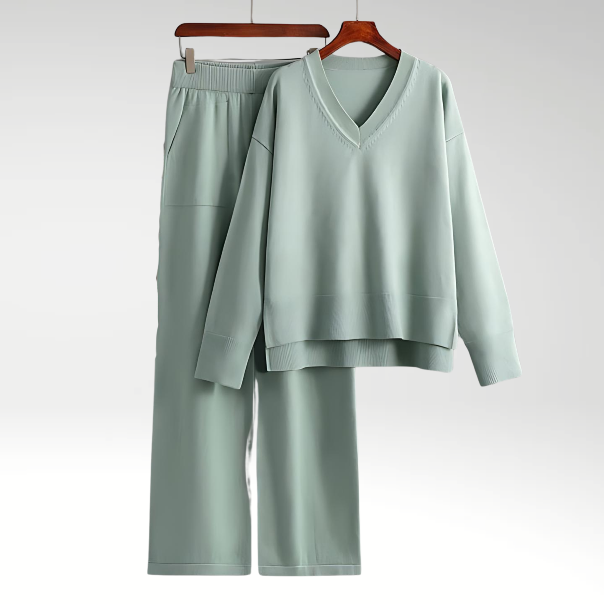 Cleevanzo™ | Luxe V-Neck Two Piece Set
