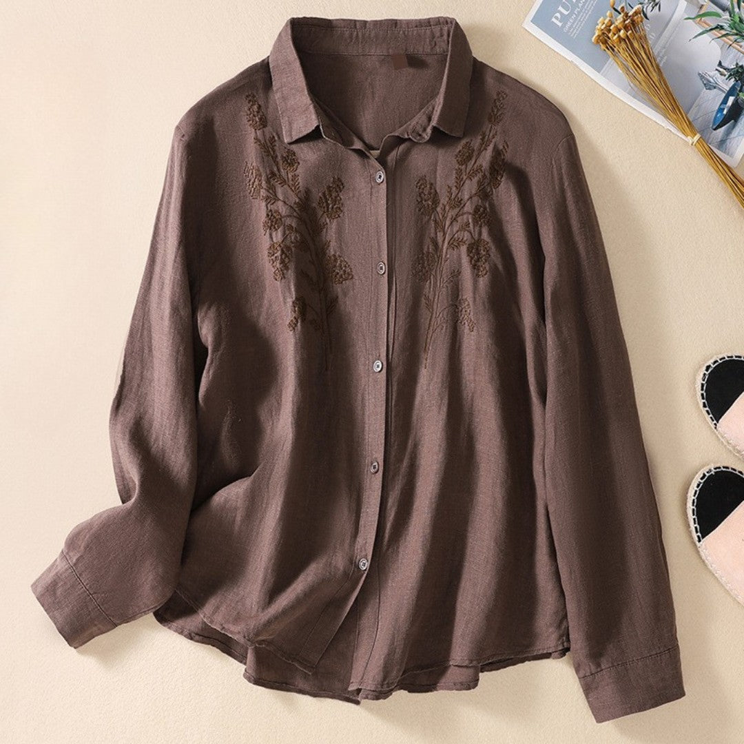Cleevanzo™ | Blouse Brodée à Col Classique