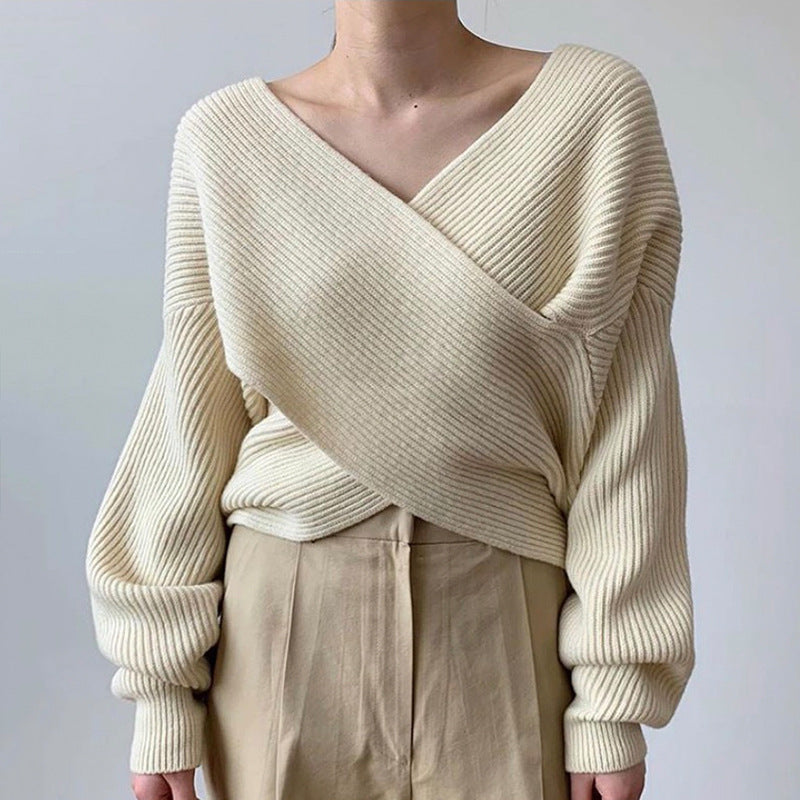 Cleevanzo™ | Pull en tricot croisé chic