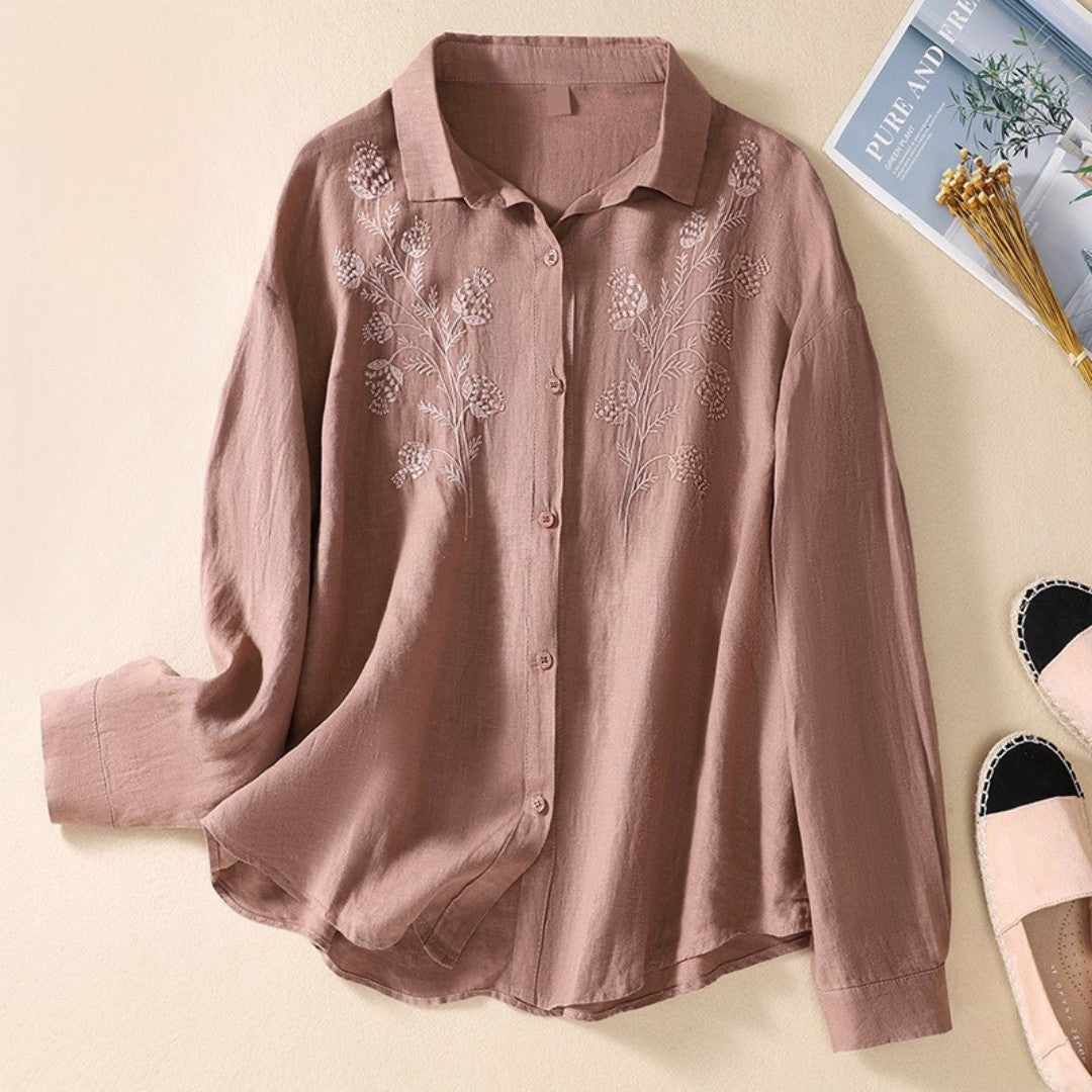 Cleevanzo™ | Blouse Brodée à Col Classique