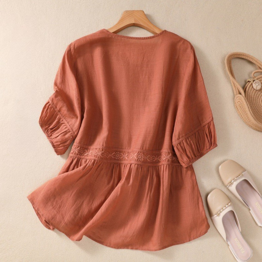 Cleevanzo™ | Blouse Évasée Brodée