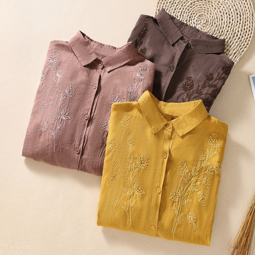 Cleevanzo™ | Blouse Brodée à Col Classique