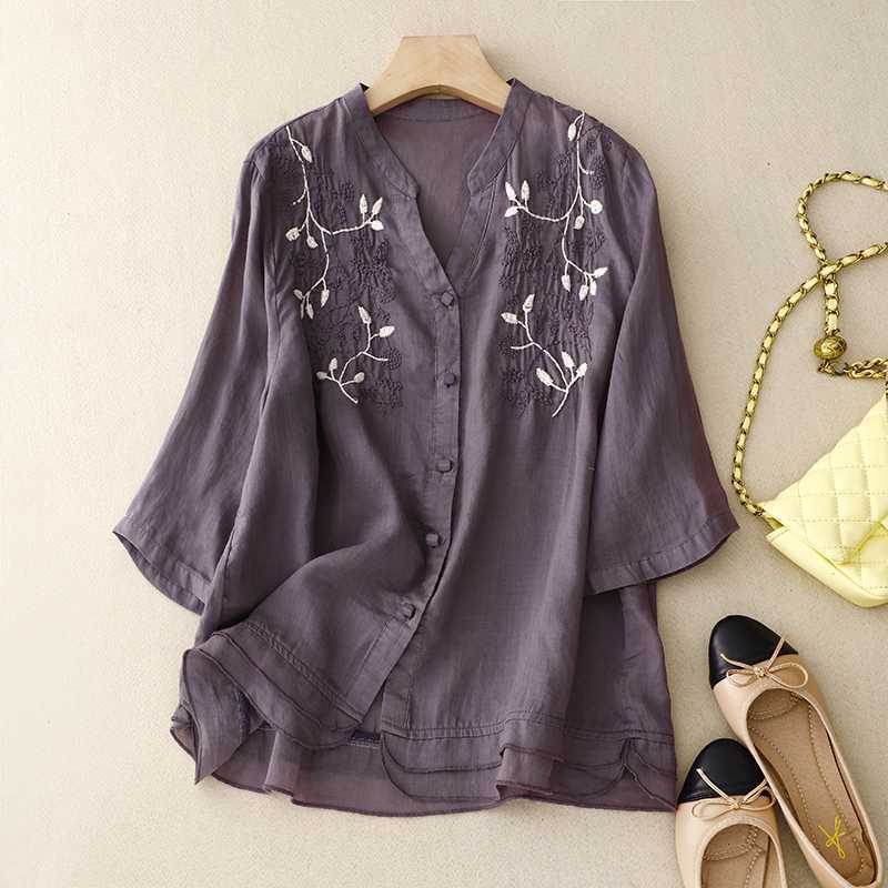 Cleevanzo™ | Blouse Brodée Boutonnée