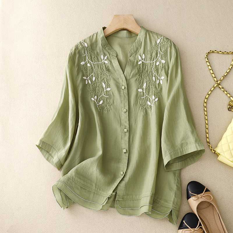 Cleevanzo™ | Blouse Brodée Boutonnée